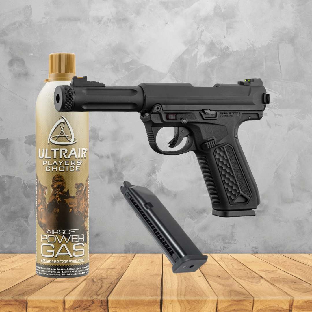 UNYZONE : Box pistolet airsoft AAP-01 assassin GBB en gaz couleur noir de chez Action Army