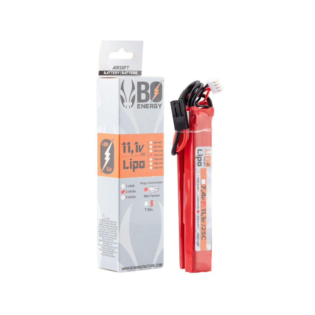 UNYZONE : BO MANUFACTURE Batterie LIPO 2 sticks 11,1V 1300mhA 25C en Mini Tamyia avec boîte