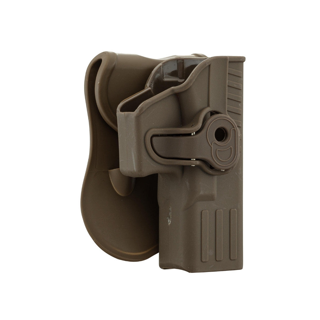 UNYZONE : BO MANUFACTURE Holster quick release pour glock 17 pour droitier tan vue de côté