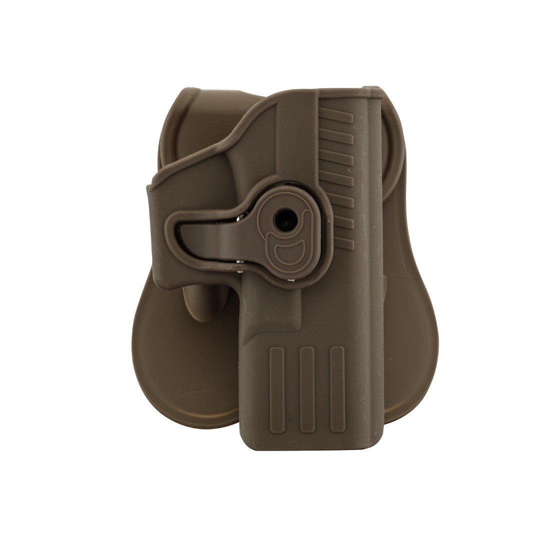 UNYZONE : BO MANUFACTURE Holster quick release pour glock 17 pour droitier tan vue de devant