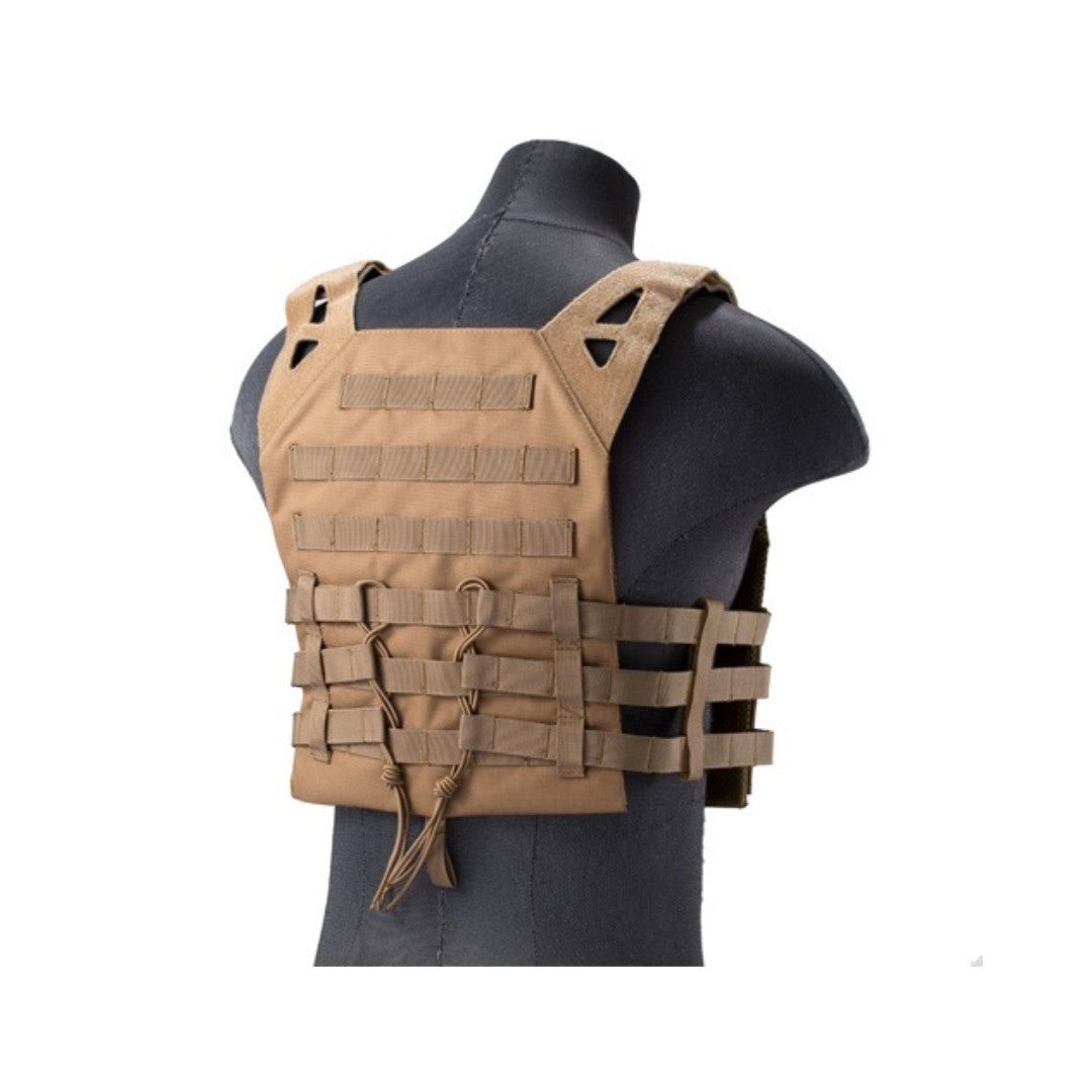 UNYZONE : LANCER TACTICAL Gilet tactique type JPC MOLLE avec rétention tan vue de dérrière