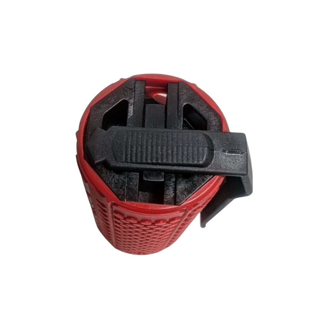 Grenade à gaz airsoft D-Tonator de la marque ASG, vue de dessus sur l’interrupteur
