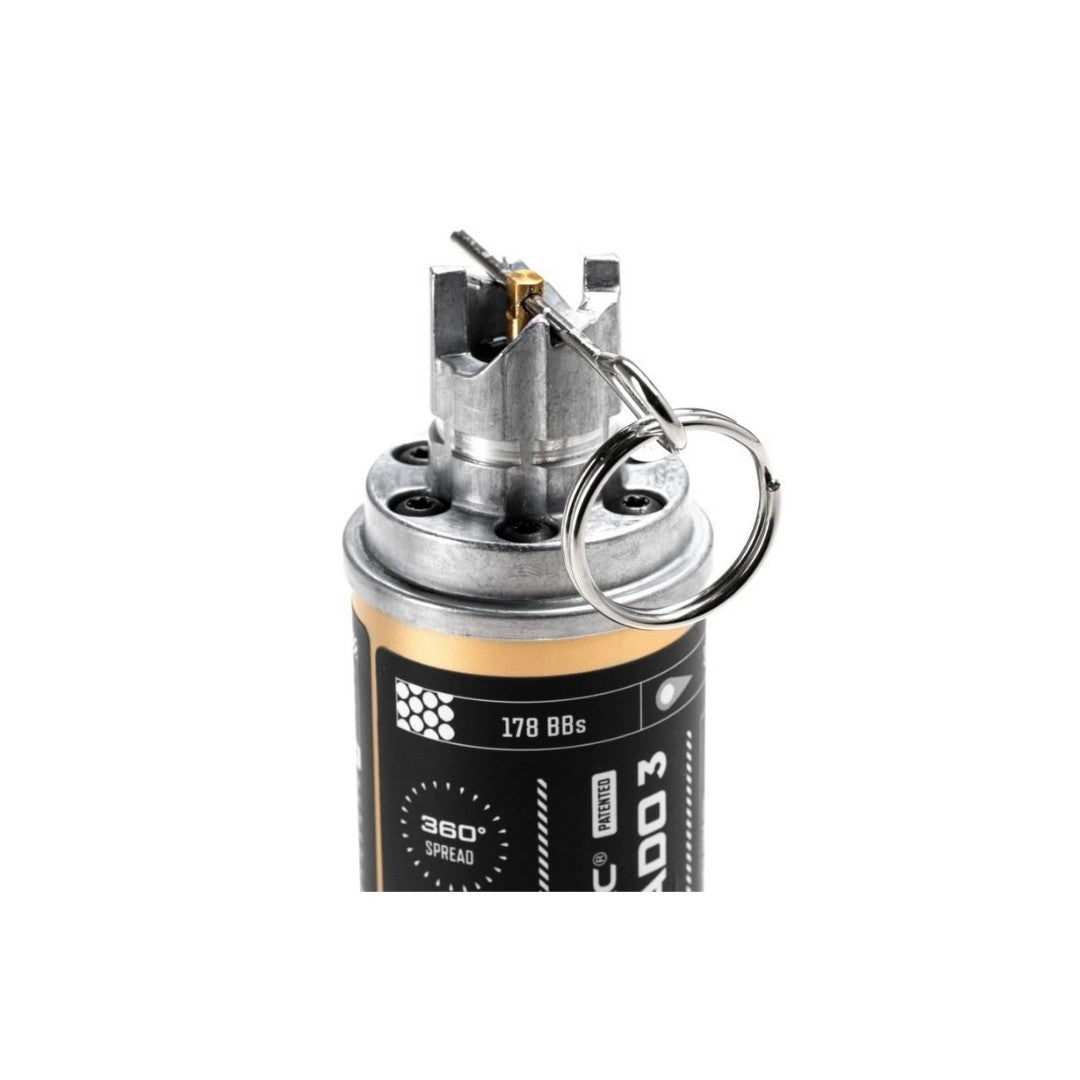 Krytac : Grenade airsoft timer Tornado 3, vue sur le système de goupille