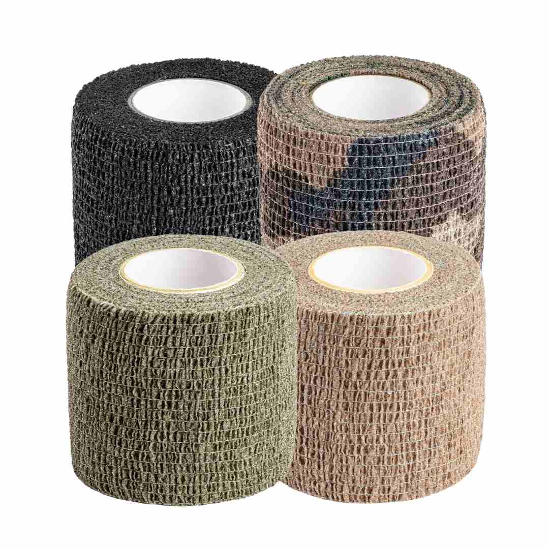 UNYZONE : A10 EQUIPMENT Bandes auto-agrippantes de 5 cm x 4.50 m de couleur noir, vert olive, tan et de camouflage CE