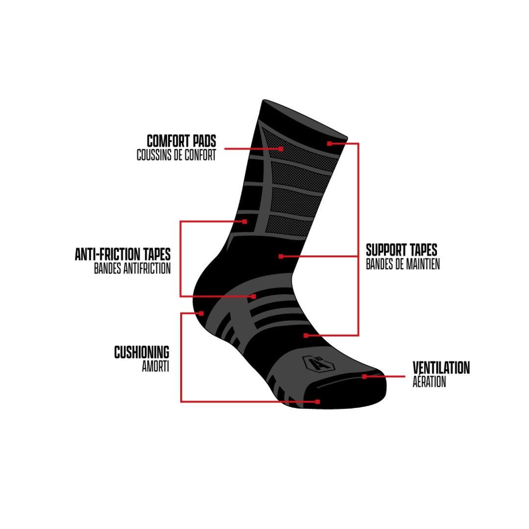 UNYZONE : A10 EQUIPMENT Chaussettes IMPACT 9" Summer gris béton schéma