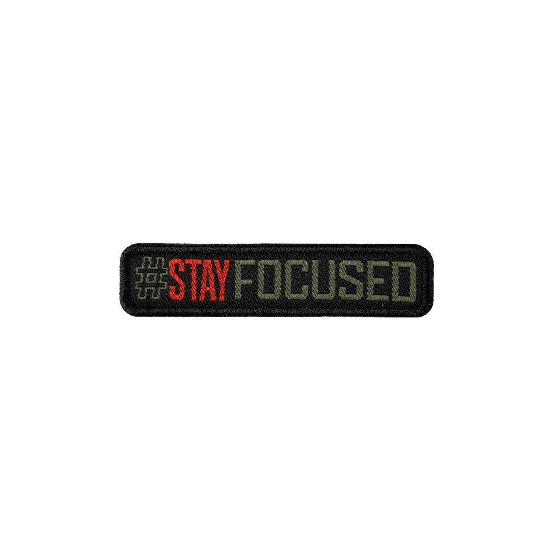 UNYZONE : A10 EQUIPMENT Patch brodé signature, #STAY FOCUSED en vert olive et rouge