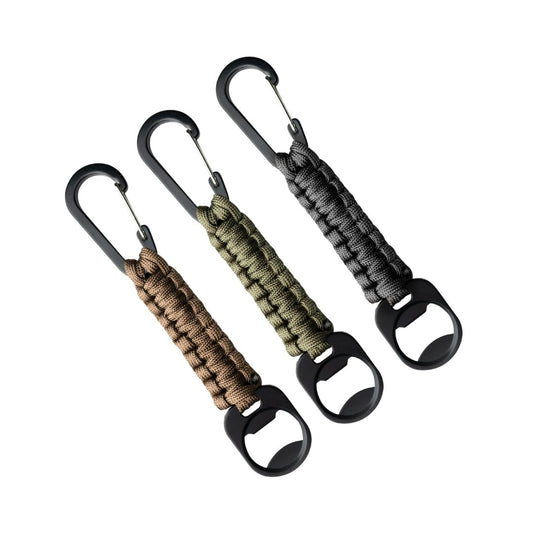 UNYZONE : A10 EQUIPMENT Porte clés en paracorde avec décapsuleur couleurs noir, vert olive et tan