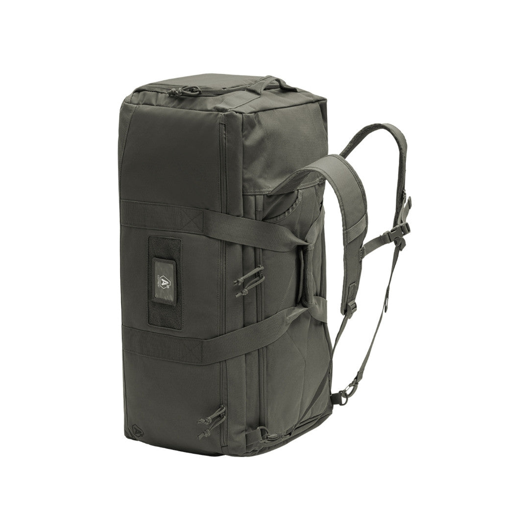 UNYZONE : A10 EQUIPMENT Sac de transport TRANSALL 90 L en vert olive vue en mode sac à dos