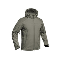 UNYZONE : A10 EQUIPMENT Veste shoftshell V2 FIGHT en vert olive vue de devant de côté