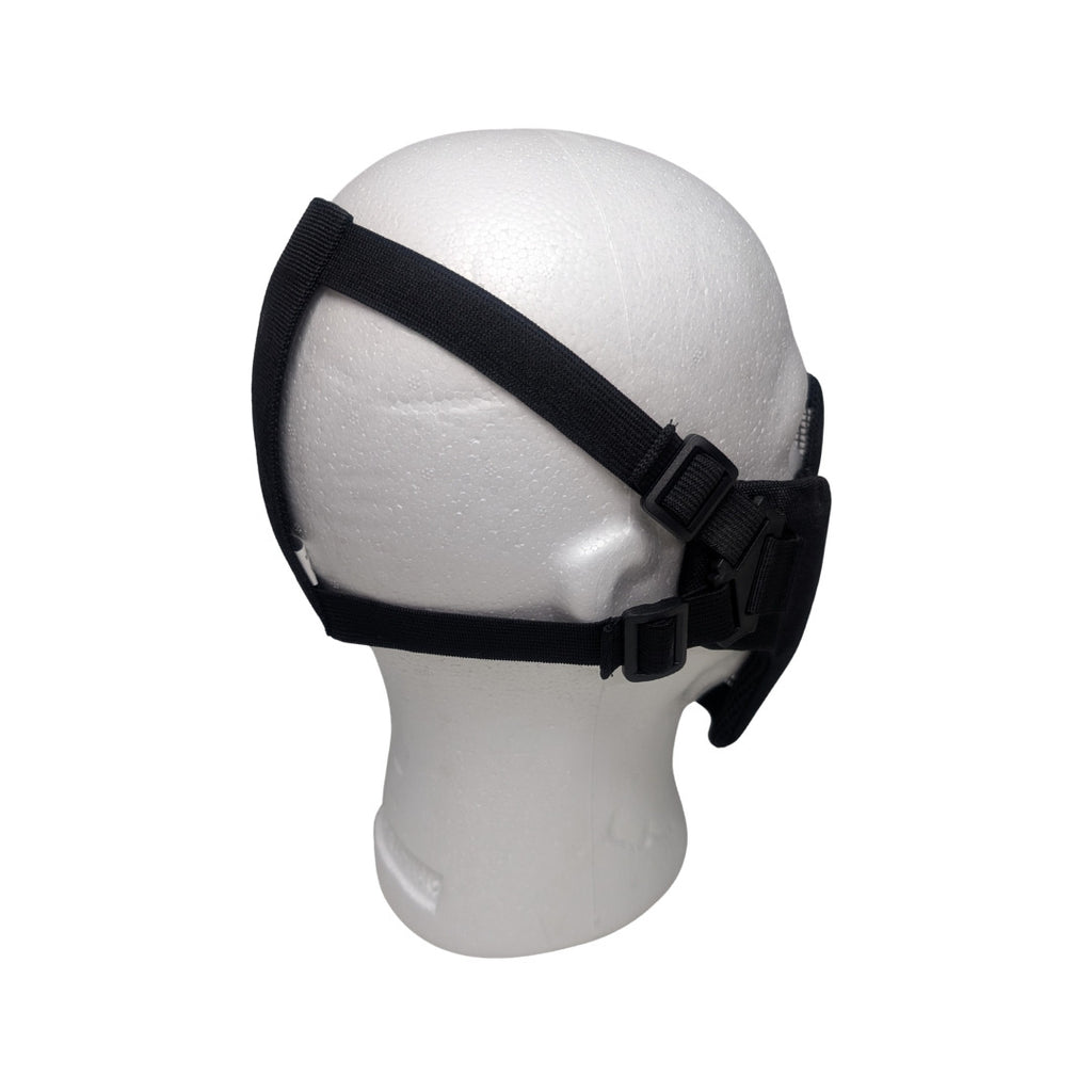 UNYZONE : ASG Masque grillagé étendu noir sur tête de mannequin vue de derrière
