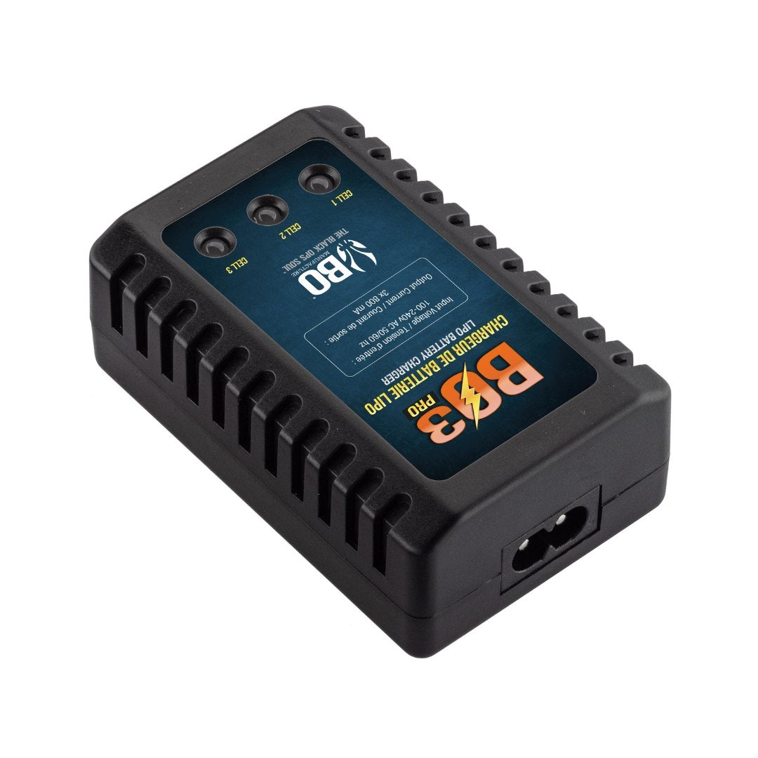 UNYZONE : BO MANUFACTURE Chargeur BO3 pour LIPO 7.4V et 11.1V de 2S et 3S vue de derrière