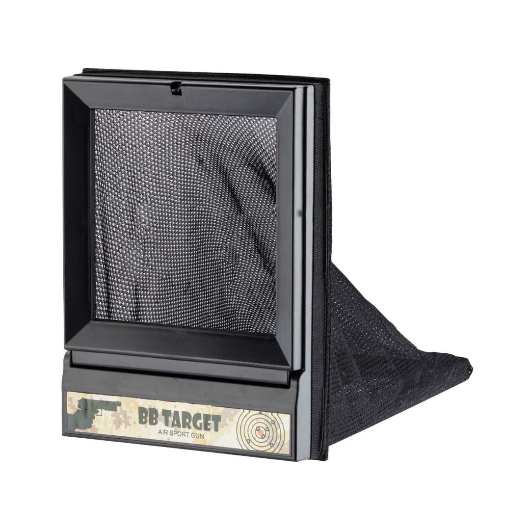 UNYZONE : BO MANUFACTURE Porte cible avec filet et cible en papier de 17x17mm, vue de côté