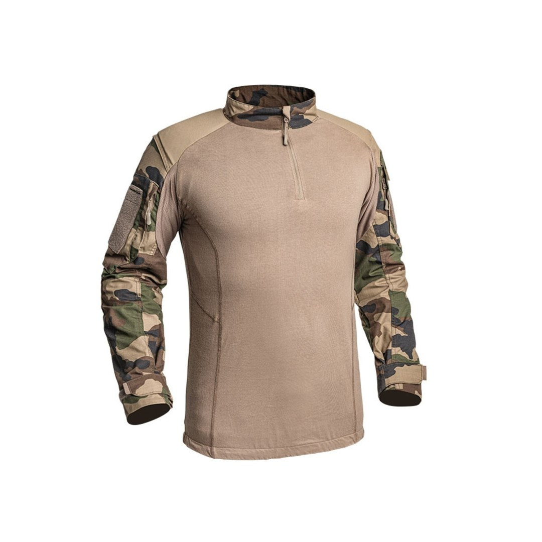 UNYZONE : A10 EQUIPMENT Chemise de combat UBAS V2 FIGHTER en camouflage Centre d'Europe vue de devant et de côté