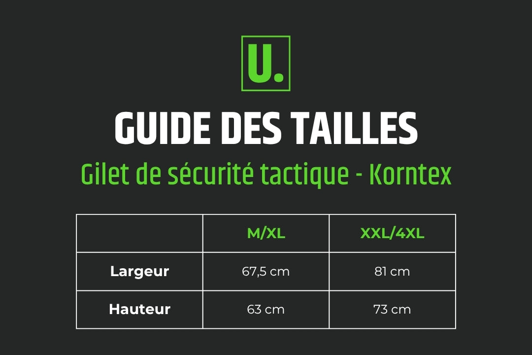 UNYZONE : Guide des tailles, Gilet de sécurité tactique de Korntex Image