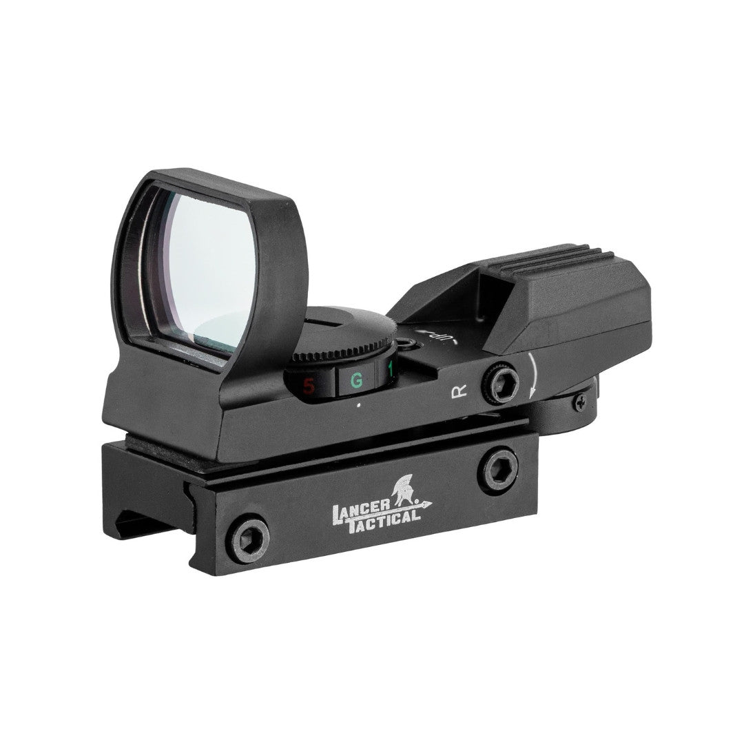 UNYZONE : LANCER TACTICAL Red dot reflex 4 réticule en rouge ou vert, en aluminium couleur noir