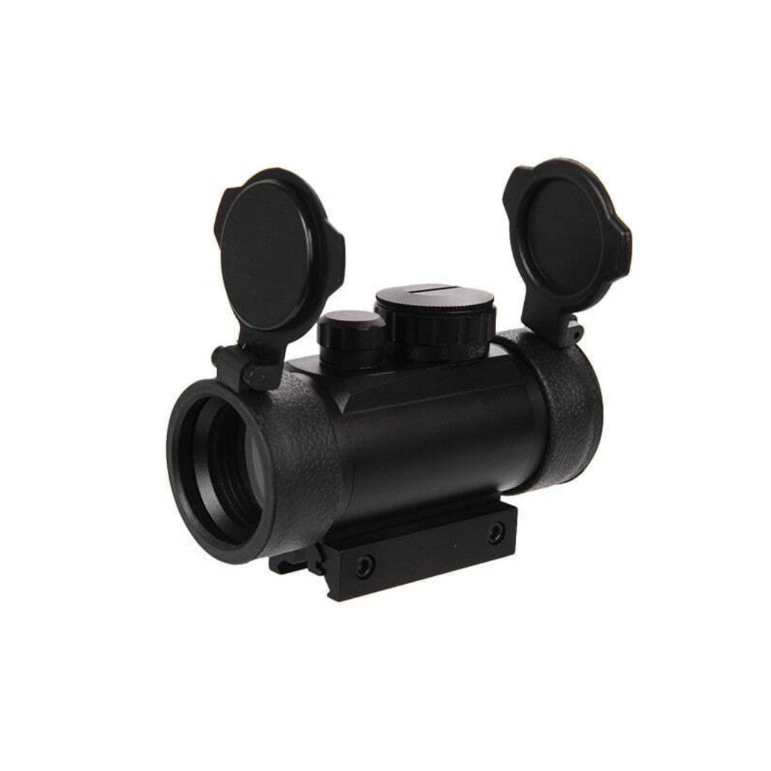 UNYZONE : LANCER TACTICAL Red dot aluminium point rouge/vert 30mm noir sans chache de protection vue droite