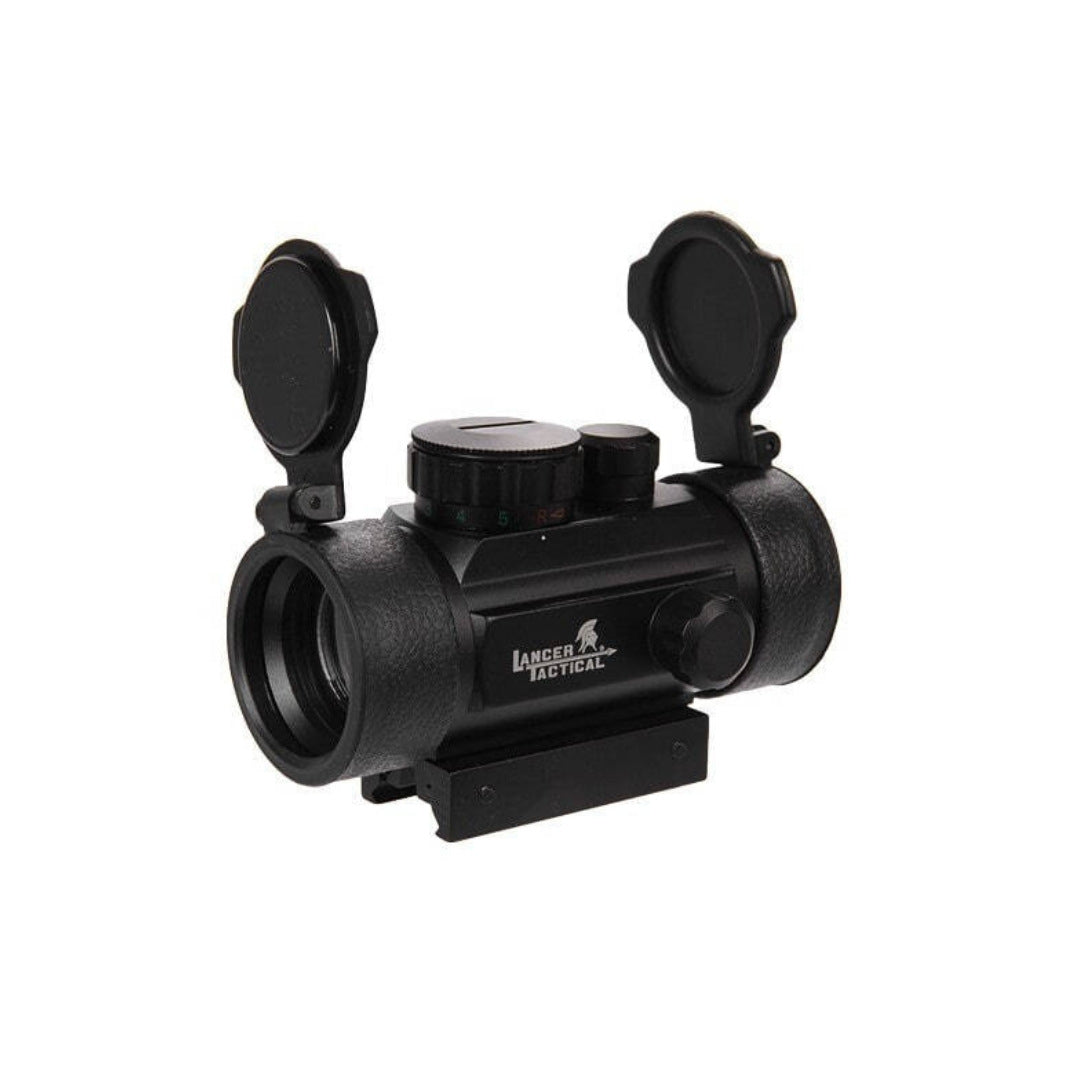 UNYZONE : LANCER TACTICAL Red dot aluminium point rouge/vert 30mm noir sans cache de protection