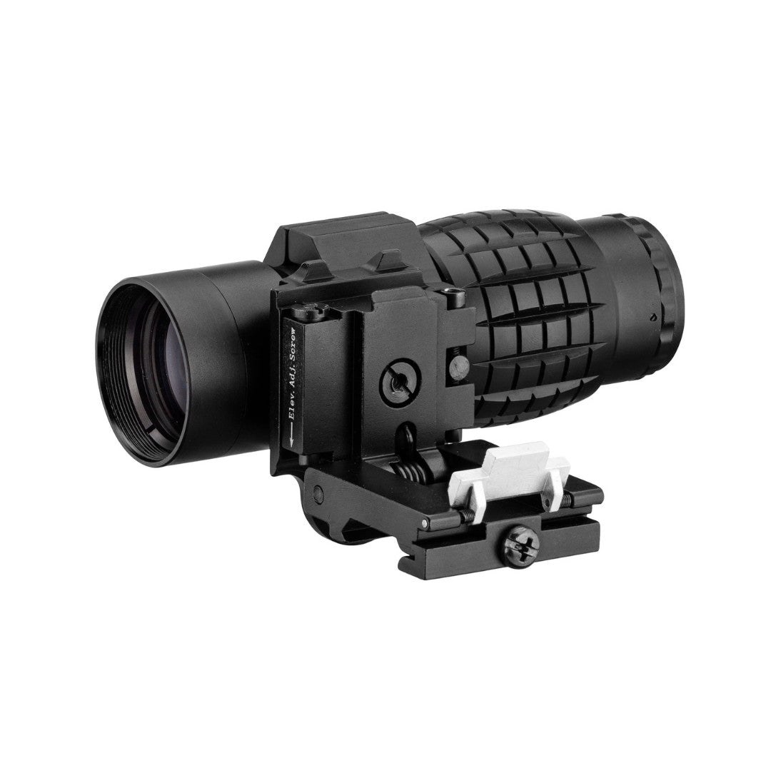 UNYZONE : LANCER TACTICAL Magnifier 1-x avec montage basculant basculé vue de derrière