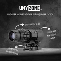 UNYZONE : Schéma du magnifier 1-3x avec montage flip-up de Lancer Tactical