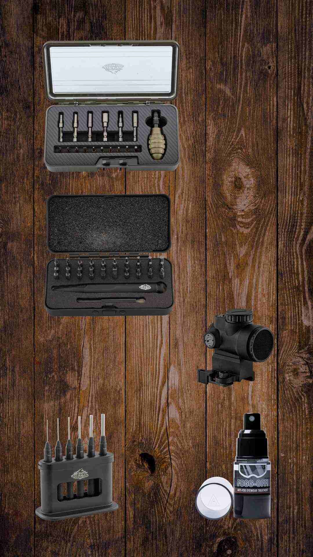 UNYZONE : Slide mobile "Nouveauté mars et avril 2026 : set outils, clés de valves, chasse-goupilles, red dot avec killflash, spray anti buée, mallette et bien plus encore..."